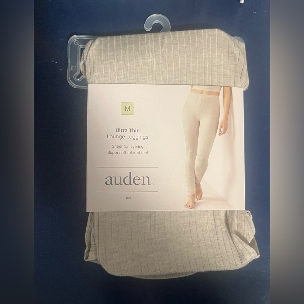 Auden Ultra Thin Lounge Leggings Women’s M Heather Oatmeal Ribbed